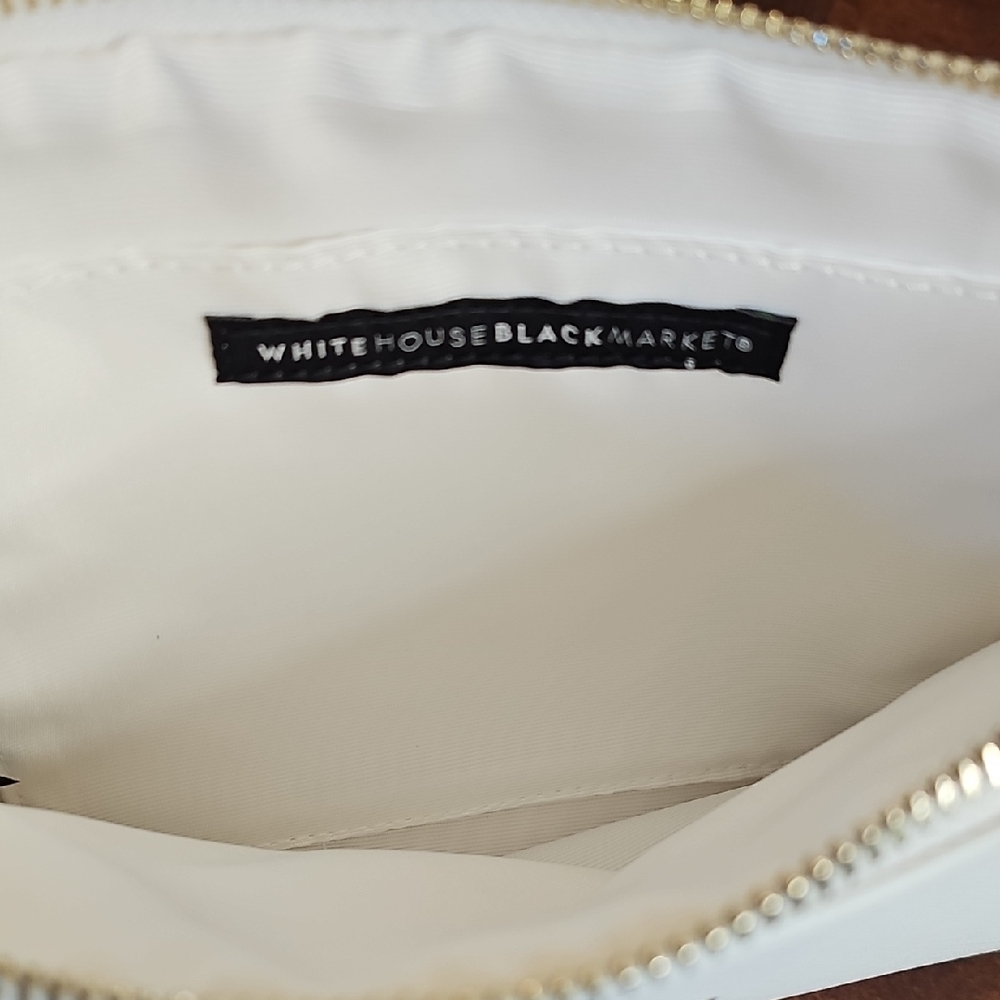NWT White House Black Market Floral Studded Wristlet Clutch White, Purple - Picture 8 of 9